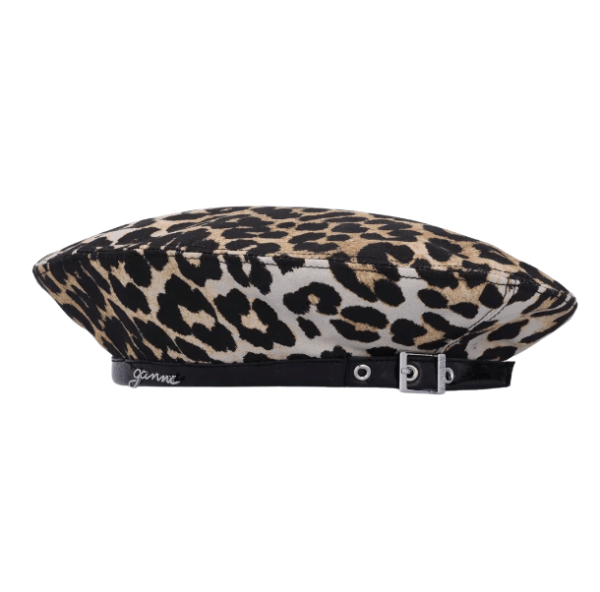 Woven Cotton Beret - Leopard 