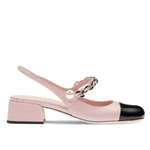 (W) Miu Miu Two-Tone Patent Leather Slingback Pumps - pink