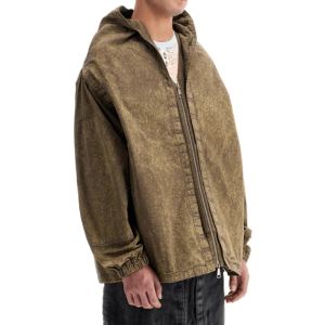 Detachable panel hooded zip-up jacket