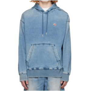 DIESEL D-UM-RIB-NE HOODIE LIGHT BLUE