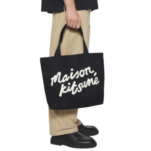 MAISON KITSUNE HANDWRITING TOTE BLACK 