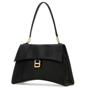 Hourglass Logo Leather Tote Bag