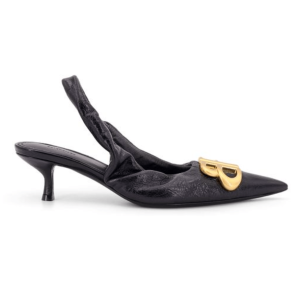 Monaco logo embellished leather slingback heel