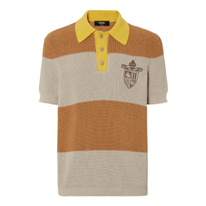 polo shirt Yellow and beige cotton jersey polo shirt