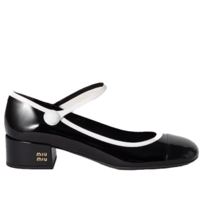 Metal Logo Mary Jane Pumps Heel