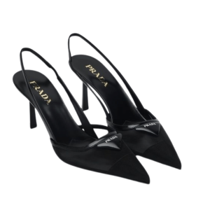 Logo lettering slingback heel