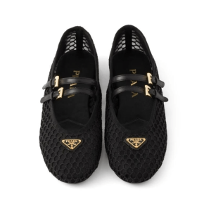 Triangle Logo Mesh Flat Shoes