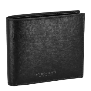Bottega Veneta Logo Print Bi-Fold Wallet Black