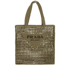 Logo Raffia Crochet Tote Bag