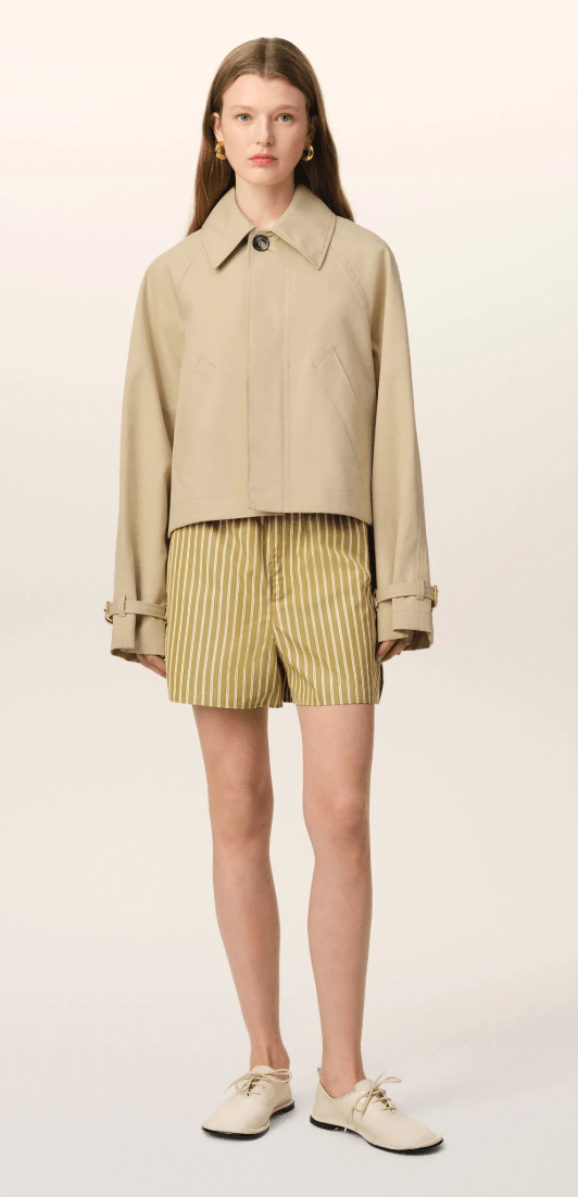 Beige Cotton Buttoned Jacket