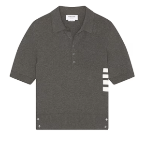 Thom Browne Cotton 4-Bar Relaxed Fit Polo Grey