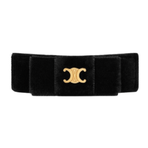 Le Soir Ribbon Hair Clip in Polyester, Calfskin, Brass with Gold Finish and Steel