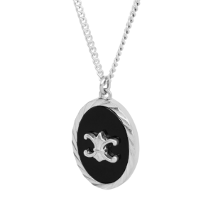 Triomphe de Lis Medallion Necklace - Sterling Silver & Onyx