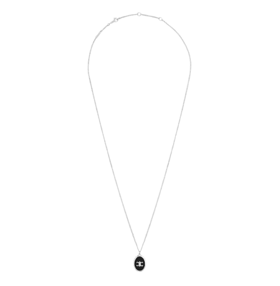 Triomphe de Lis Medallion Necklace - Sterling Silver & Onyx