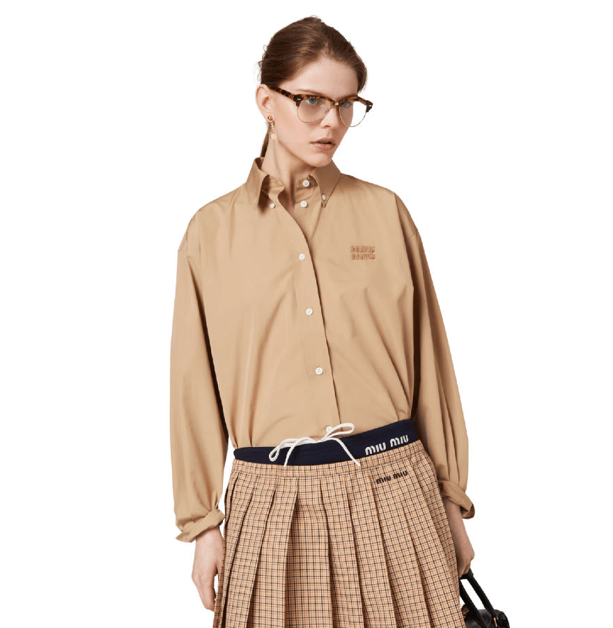 Logo Poplin Overfit Shirt - Khaki 