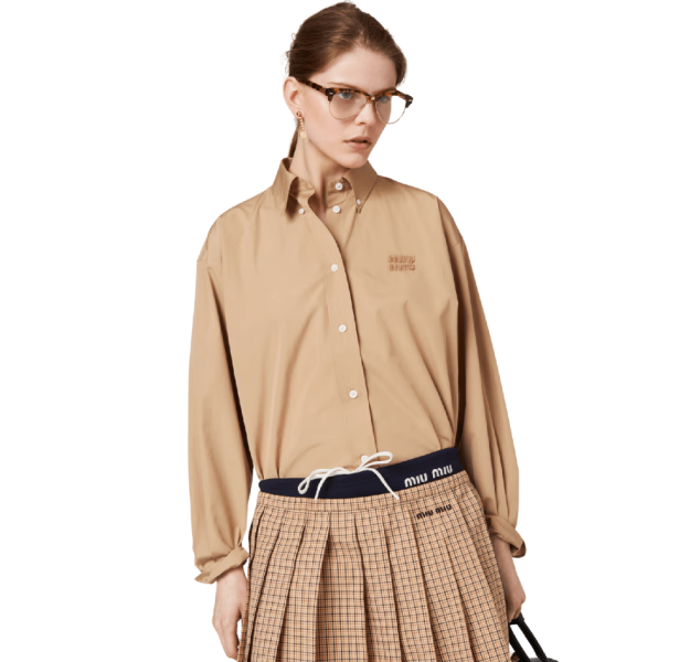 Logo Poplin Overfit Shirt - Khaki 