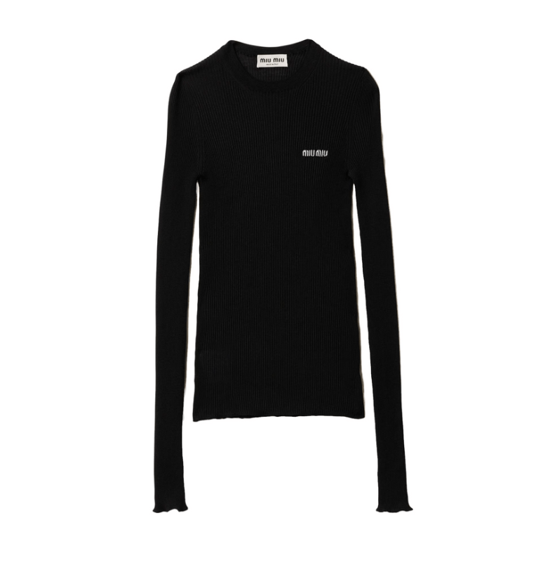 Cashmere and Silk Slim Fit Knit - Black 
