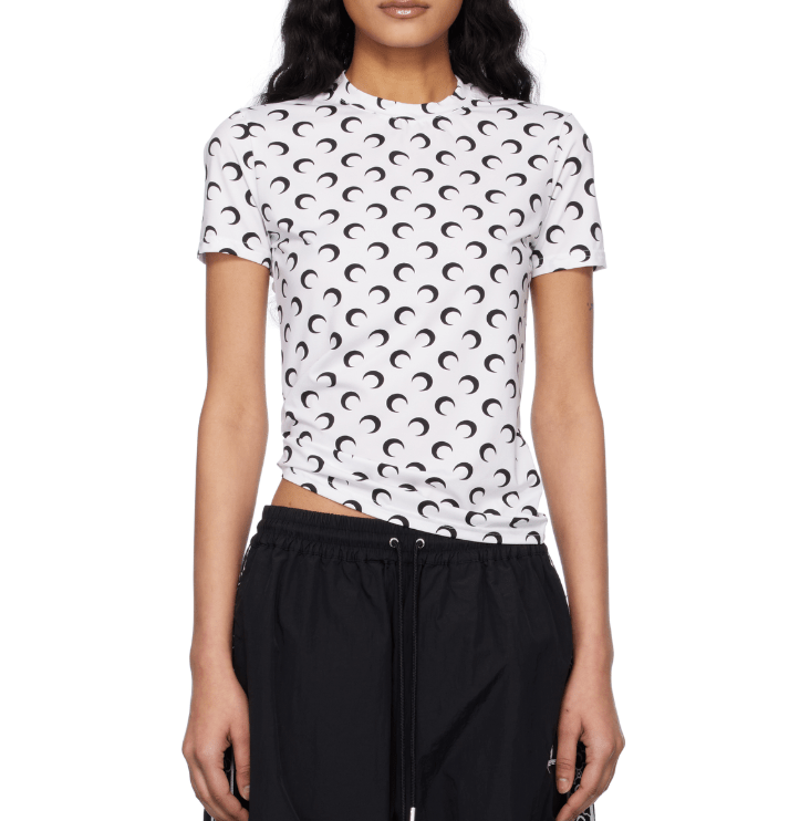 Recycled Moon Jersey Second Skin Short Sleeves Top - White