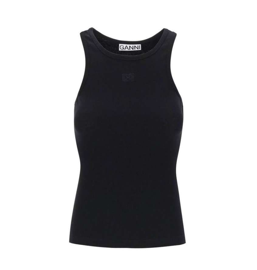 BLACK SOFT COTTON RIB TANK TOP
