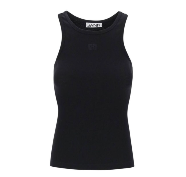 BLACK SOFT COTTON RIB TANK TOP