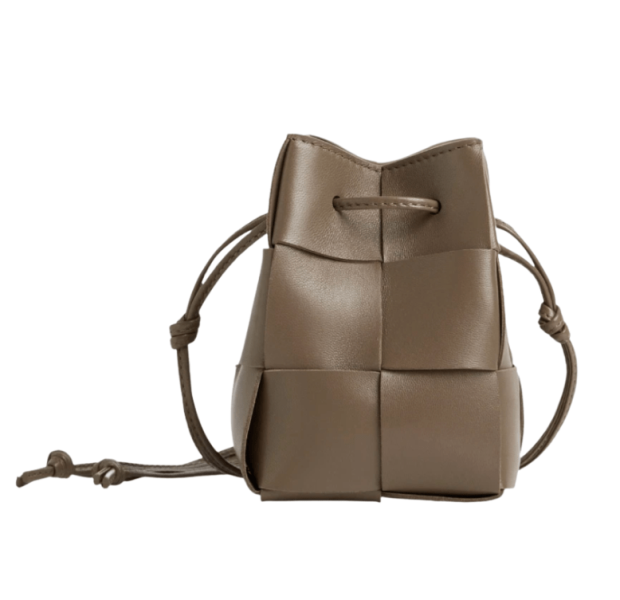 Bottega Veneta Mini Cassette Bucket Bag Taupe Grey