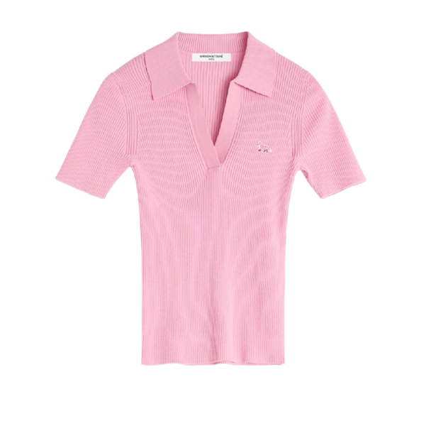 BABY FOX PATCH FINE RIBBED POLO - Fraise