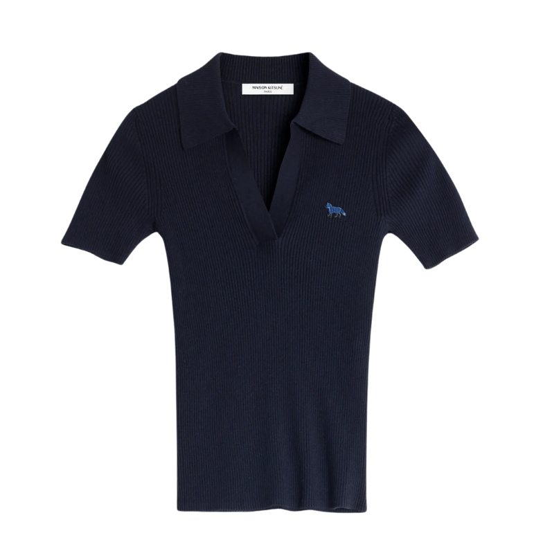 BABY FOX PATCH FINE RIBBED POLO -  navy  