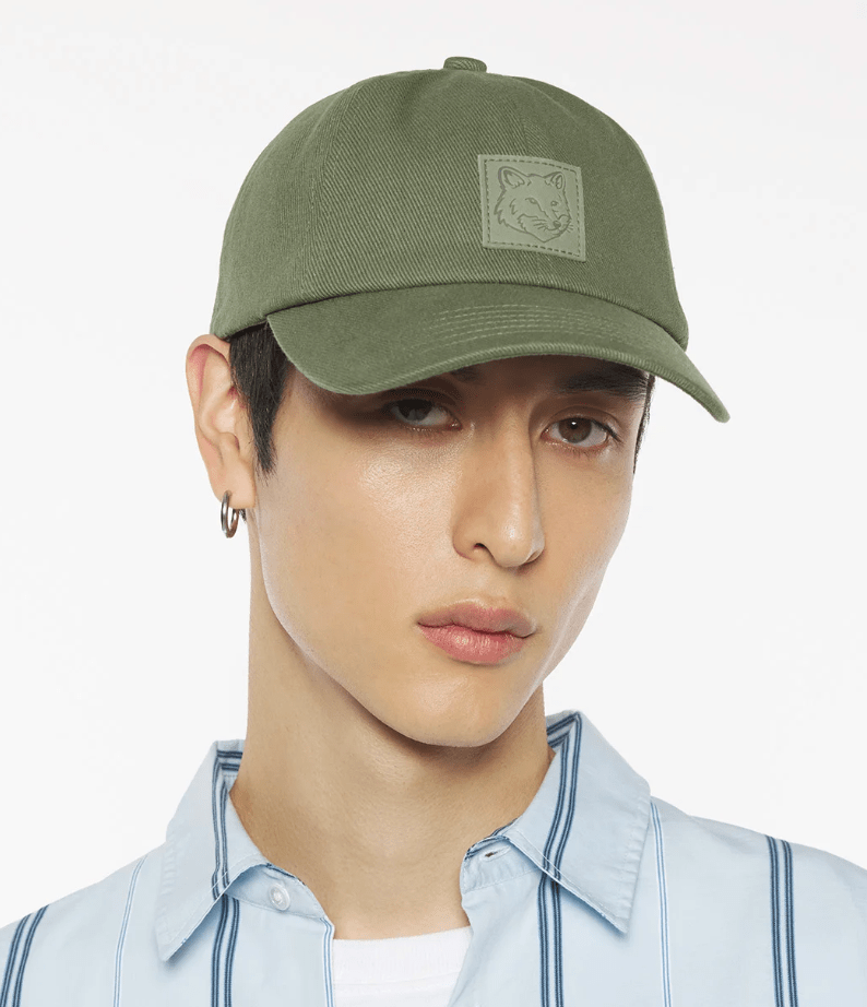 BOLD FOX HEAD LEATHER PATCH 6P CAP - Bay leaf