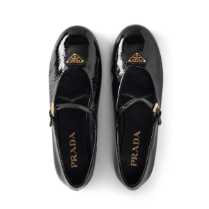 (W) Prada Naplak Patent Leather Ballerinas Black