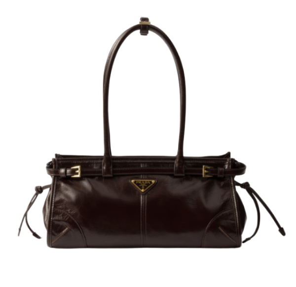 Prada Bonnie medium leather handbag - Dark Brown