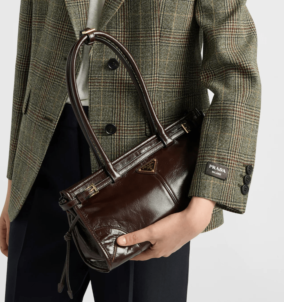 Prada Bonnie medium leather handbag - Dark Brown