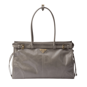 Prada Large Leather Handbag Pewter