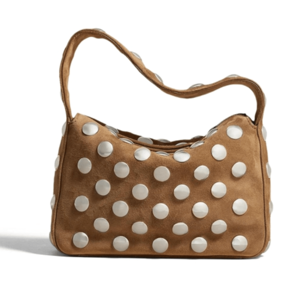 ELENA Studded Suede Shoulder Bag