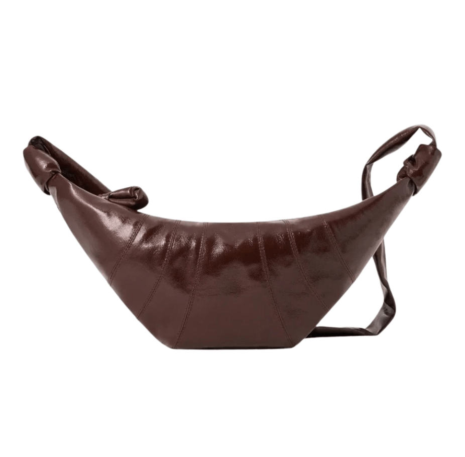 Lemaire Medium Croissant Bag Coated Cotton Chocolate Fondant