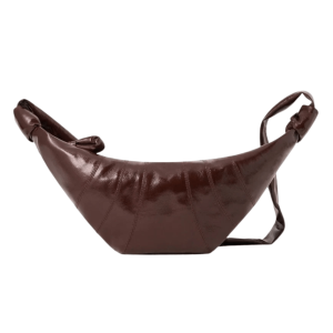 Lemaire Medium Croissant Bag Coated Cotton Chocolate Fondant