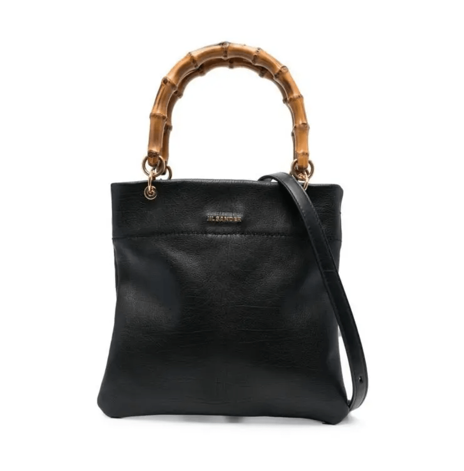 Small leather tote bag with embossed Jil Sander logo