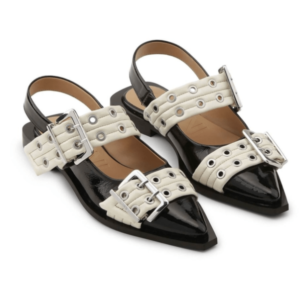 Buckle Strap Slingback Flat Shoes