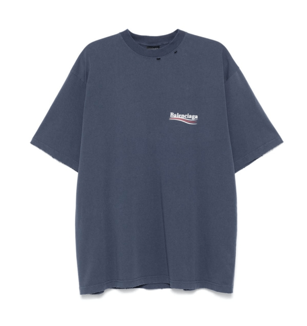 Large Fit Short Sleeve T-Shirt - Washed Blue:White