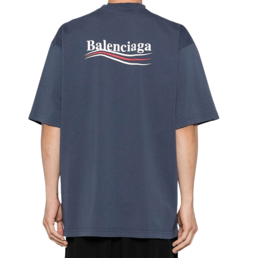 Large Fit Short Sleeve T-Shirt - Washed Blue:White