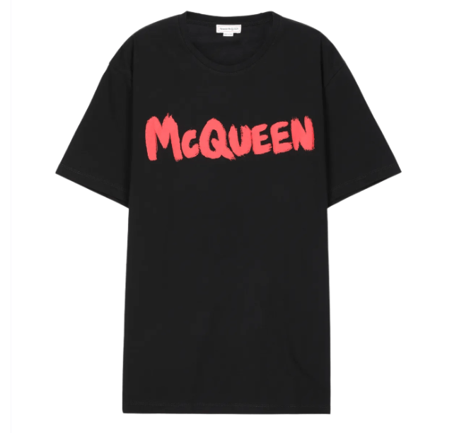Red Graffiti Point Short Sleeve T-Shirt - Black