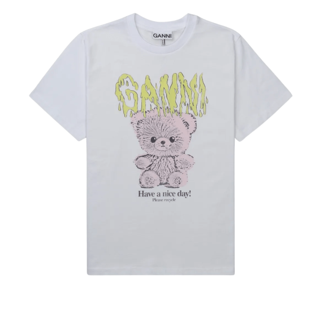 Basic Jersey Teddy Relaxed Fit Short Sleeve T-Shirt - White