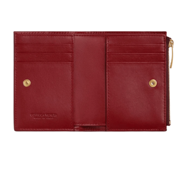 Bottega Veneta Cassette Small Bi-Fold Wallet Madder Brown Rosewood