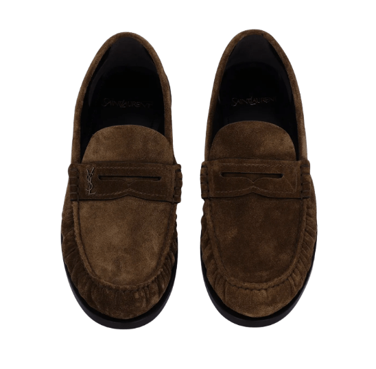 Hand-stitched suede monogram loafer - Snuff