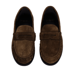 Hand-stitched suede monogram loafer - Snuff
