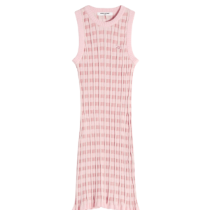 CHECKED RIBBED SHORT DRESS