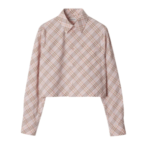 BURBERRY Cropped Check Cotton Shirt