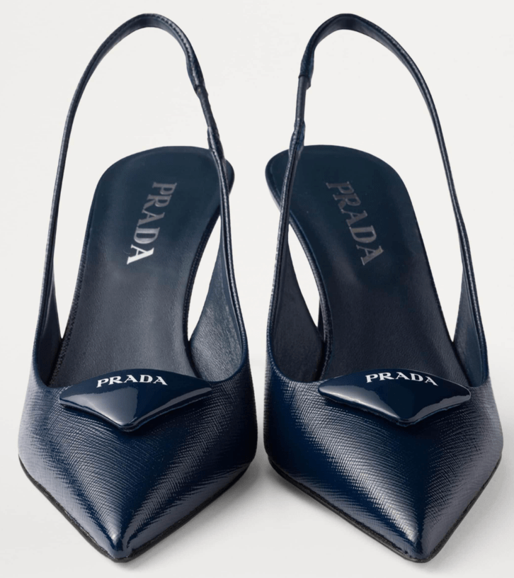 Prada Patent Leather Slingback Pumps in Blue