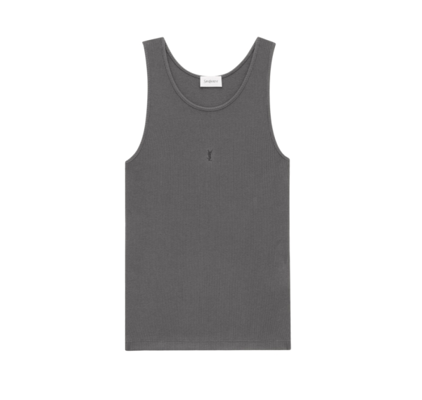 Cassandra Logo Embroidered Ribbed Cotton Tank Top