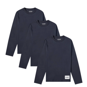 Jil Sander Organic Cotton Long Sleeve T-Shirt Set Navy (3 Pack)