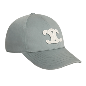 Celine Triomphe Baseball Cap in Washed Cotton Bleu Grise
